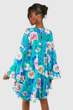Smock Dresses*boohoo Floral Print Pleated Detail Smock Dress green