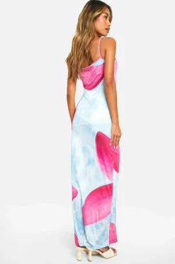 Bodycon Dresses|Maxi Dresses*boohoo Floral Print Strappy Maxi Dress blue