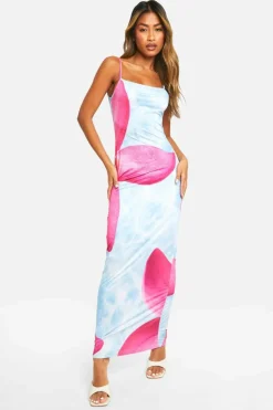 Bodycon Dresses|Maxi Dresses*boohoo Floral Print Strappy Maxi Dress blue