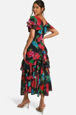 Maxi Dresses|Dresses*boohoo Floral Ruffle Maxi Dress black