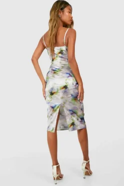 Midi Dresses*boohoo Floral Satin Corset Midi Dress multi