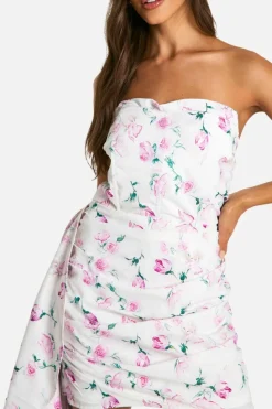 Bodycon Dresses*boohoo Floral Satin Cowl Frill Mini Dress multi