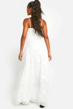 Maxi Dresses*boohoo Floral Textured Panelled Maxi Dress ivory