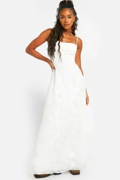 Maxi Dresses*boohoo Floral Textured Panelled Maxi Dress ivory
