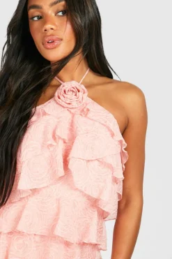 Smock Dresses*boohoo Floral Textured Tiered Mini Smock Dress pink