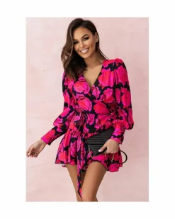 Wrap Dresses*Azura Exchange Floral Wrap Dress Rose