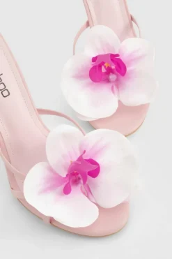 Sandals|Heels*boohoo Flower Detail Strappy Heeled Mules baby pink