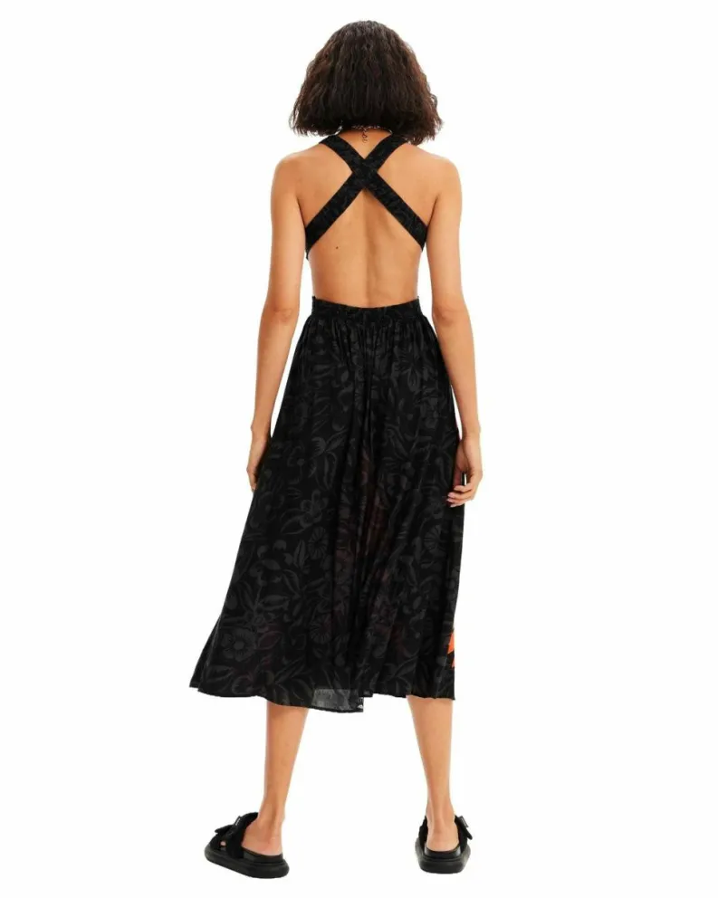 A Line Dresses*Desigual Flower Paradise Dress Floral A-Line Cutout Summer Dress Black