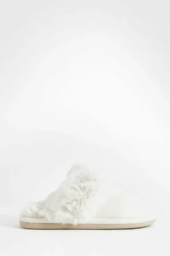 Slippers|Slippers*boohoo Fluffy Faux Fur Mule Slipper mushroom