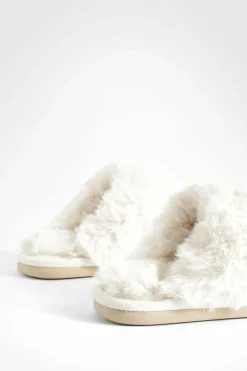 Slippers|Slippers*boohoo Fluffy Faux Fur Mule Slipper mushroom