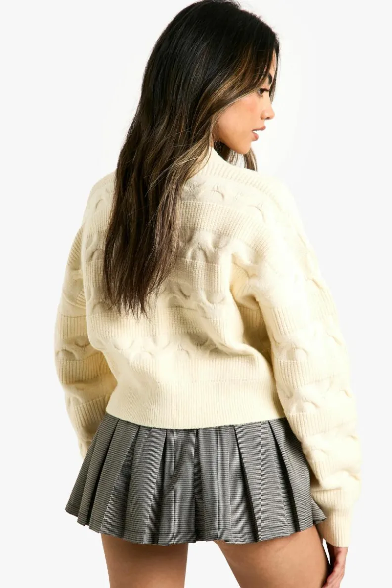 Cardigans*boohoo Fluffy Knit Bow Detail Cardigan cream