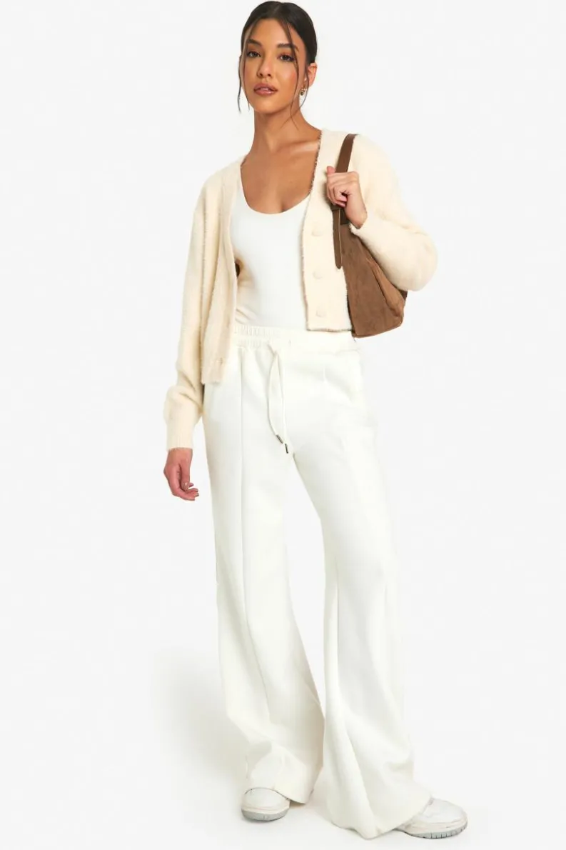 Cardigans*boohoo Fluffy Knitted Cropped Cardigan cream