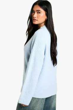 Jumpers|Jumpers & Cardigans*boohoo Fluffy Knitted Jumper blue