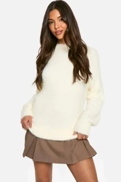 Oversized Jumpers*boohoo Fluffy Knitted Oversized Jumper cream