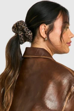 Hair Accessories*boohoo Fluffy Knitted Scrunchie mocha