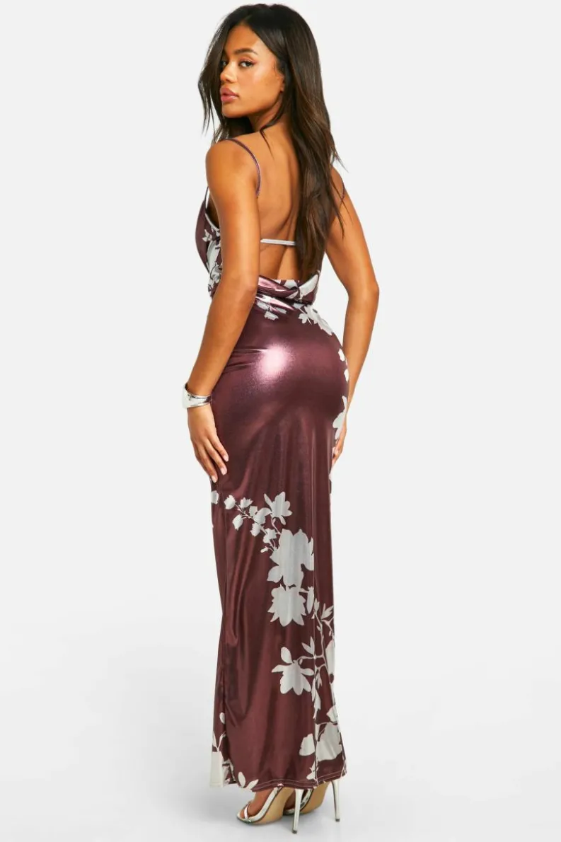 Bodycon Dresses*boohoo Foil Cowl Maxi Dress floral