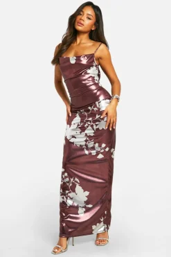 Bodycon Dresses*boohoo Foil Cowl Maxi Dress floral