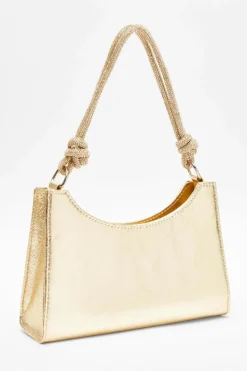 Shoulder Bags|Handbags*Quiz Foil Knot Shoulder Bag Gold