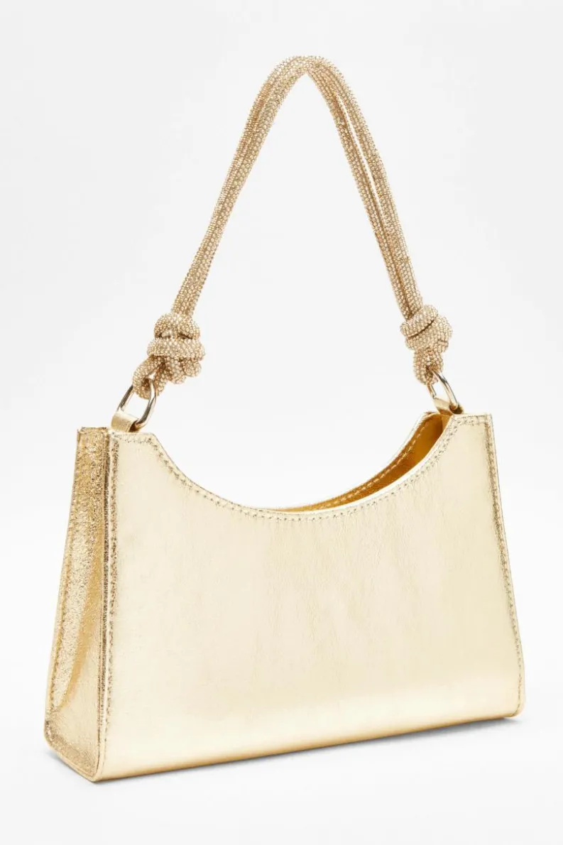 Shoulder Bags|Handbags*Quiz Foil Knot Shoulder Bag Gold