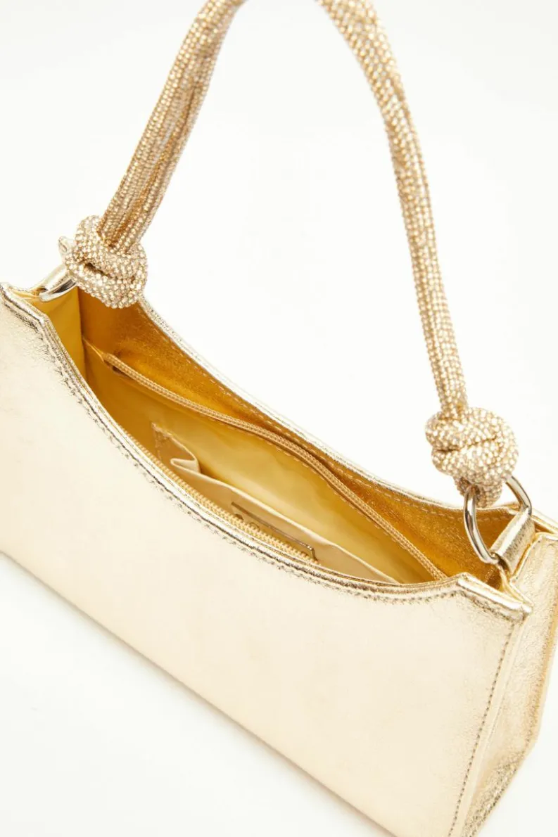 Shoulder Bags|Handbags*Quiz Foil Knot Shoulder Bag Gold