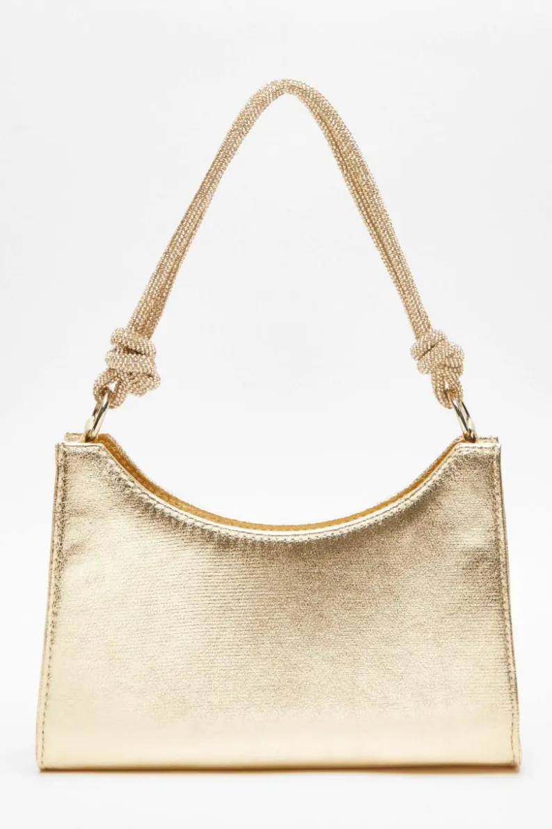 Shoulder Bags|Handbags*Quiz Foil Knot Shoulder Bag Gold