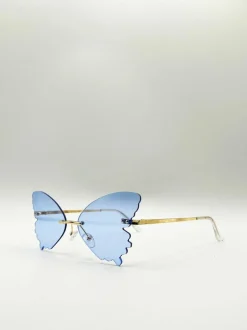 Sunglasses*SVNX Frameless Butterfly Sunglasses Blue