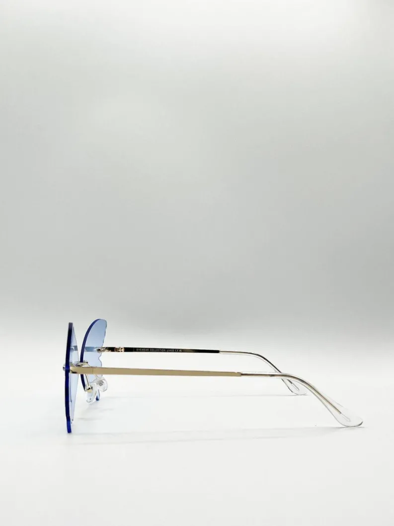 Sunglasses*SVNX Frameless Butterfly Sunglasses Blue