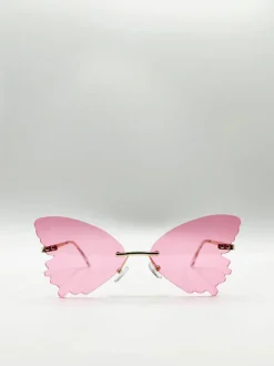 Sunglasses*SVNX Frameless Butterfly Sunglasses Pink