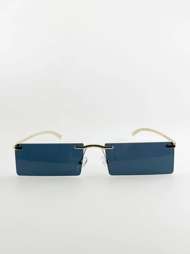 Sunglasses*SVNX Frameless Rectangle Sunglasses With Metal Arms Black