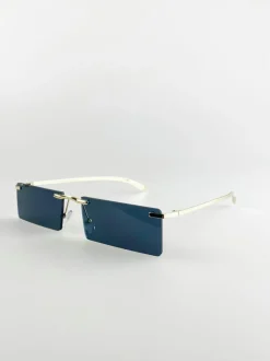 Sunglasses*SVNX Frameless Rectangle Sunglasses With Metal Arms Black
