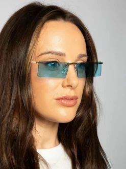Sunglasses*SVNX Frameless Rectangle Sunglasses in Pale Blue
