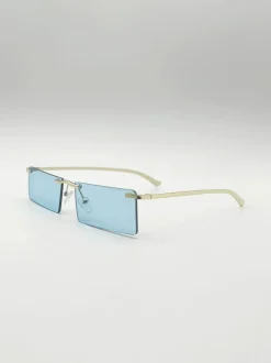 Sunglasses*SVNX Frameless Rectangle Sunglasses in Pale Blue