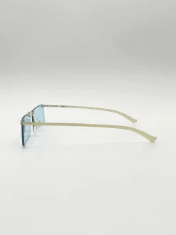 Sunglasses*SVNX Frameless Rectangle Sunglasses in Pale Blue