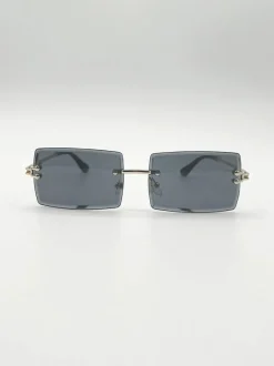 Sunglasses*SVNX Frameless Square Sunglasses in Black