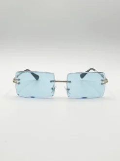 Sunglasses*SVNX Frameless Square Sunglasses in Pale Blue
