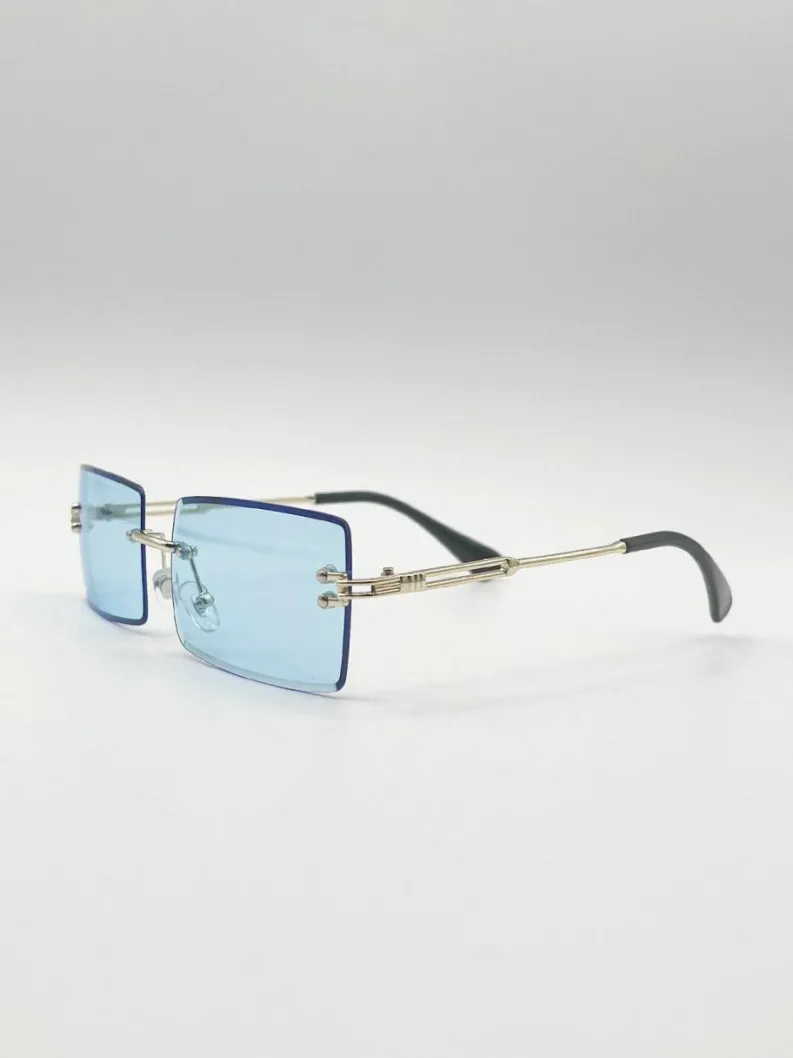 Sunglasses*SVNX Frameless Square Sunglasses in Pale Blue