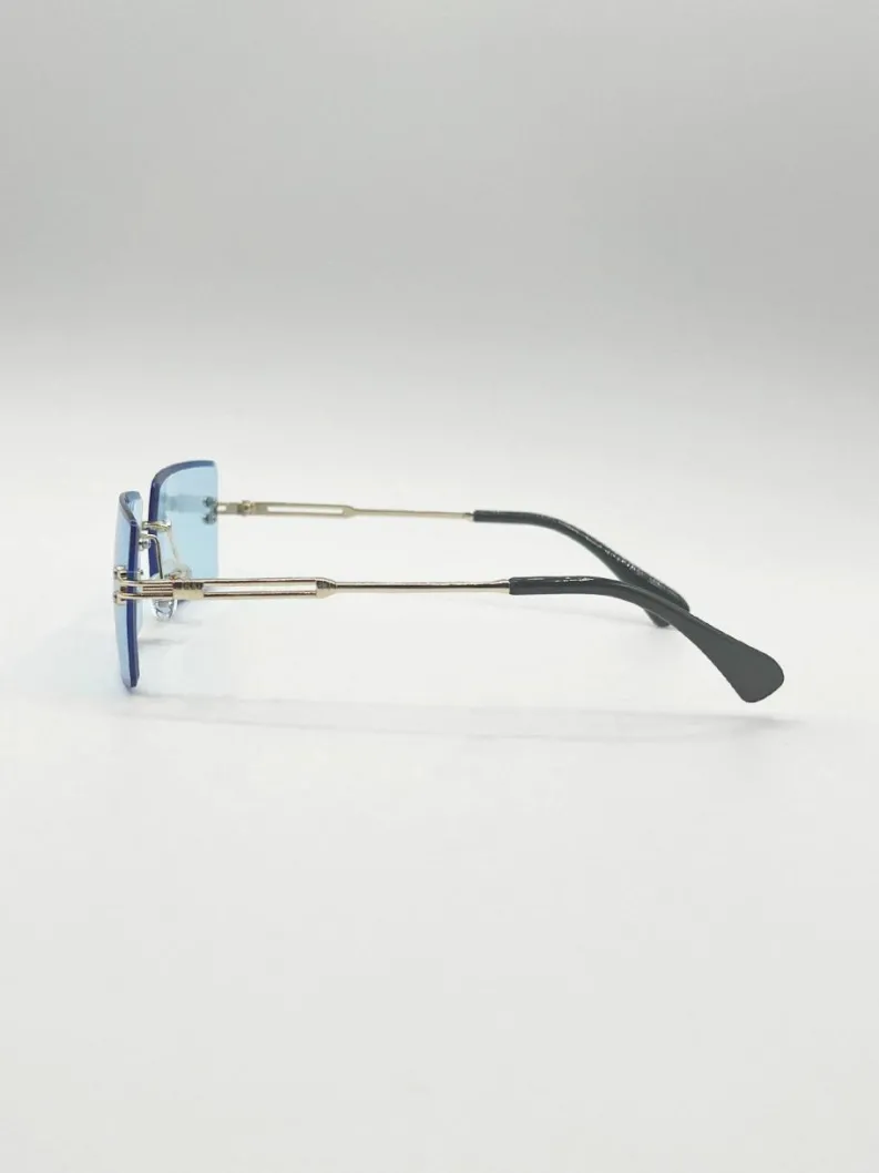 Sunglasses*SVNX Frameless Square Sunglasses in Pale Blue
