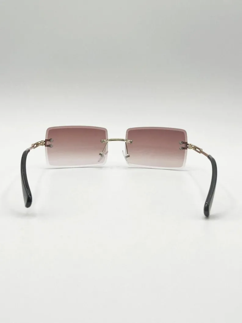 Sunglasses*SVNX Frameless Square Sunglasses in Brown