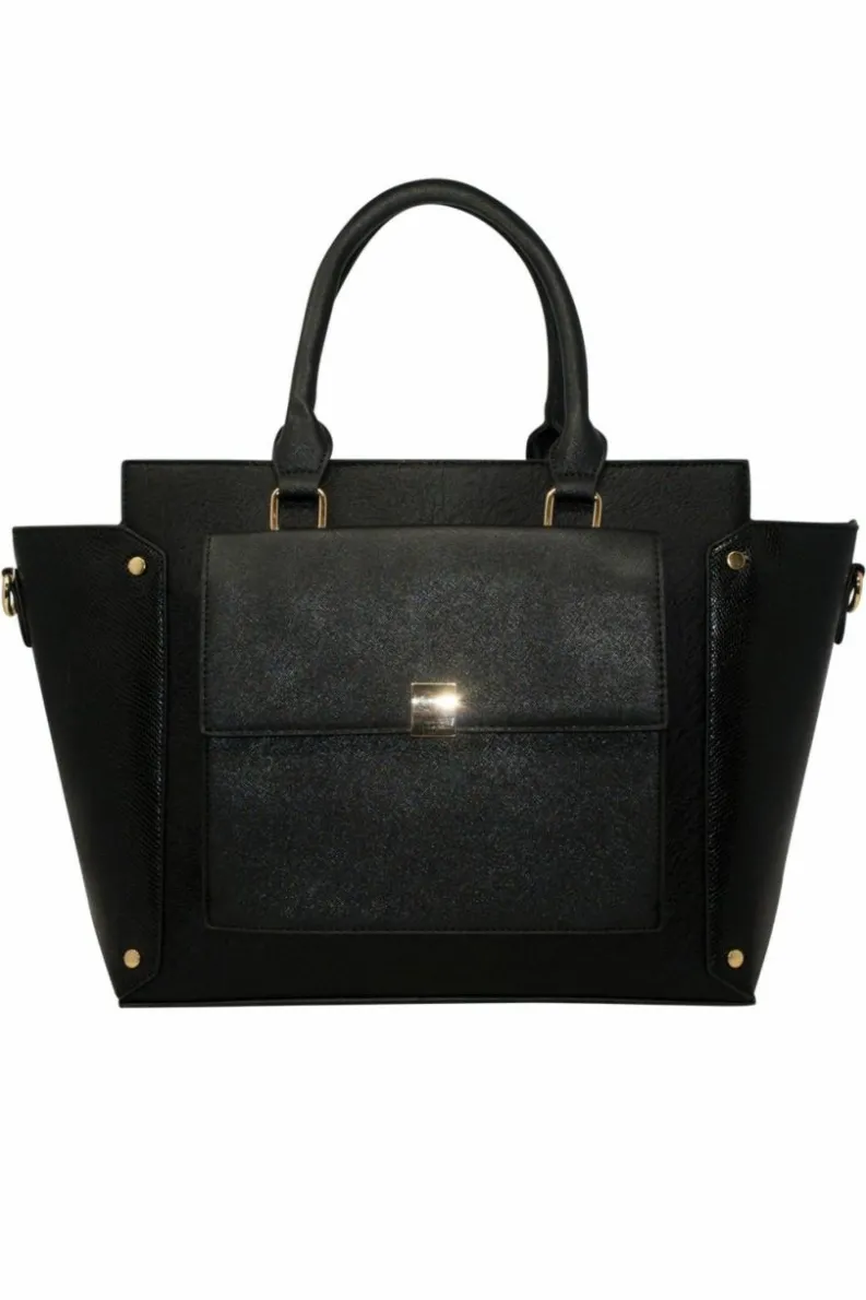 Tote Bags*SVNX Front Pocket Tote Bag Snake Print Black
