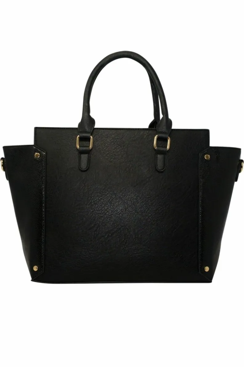 Tote Bags*SVNX Front Pocket Tote Bag Snake Print Black