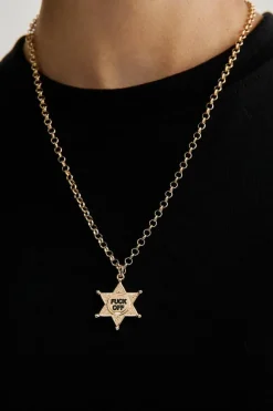 Necklaces*NastyGal Fuck Off Sheriff Star Necklace gold