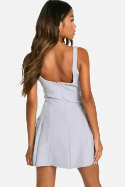Skater Dresses*boohoo Full Skirt Tailored Mini Dress charcoal