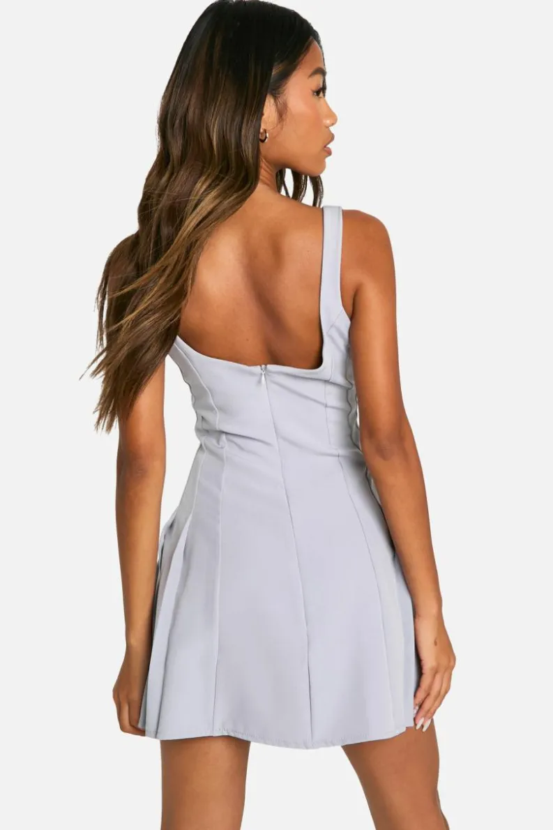 Skater Dresses*boohoo Full Skirt Tailored Mini Dress charcoal