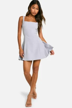 Skater Dresses*boohoo Full Skirt Tailored Mini Dress charcoal