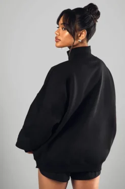 Sweatshirts|Activewear*boohoo Funnel Neck Zip Through Oversized Bomber Sweatshirt black