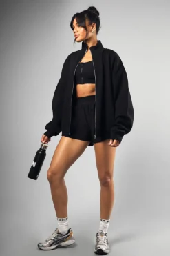 Sweatshirts|Activewear*boohoo Funnel Neck Zip Through Oversized Bomber Sweatshirt black