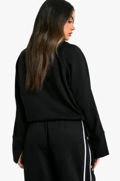 Sweatshirts|Hoodies & Sweatshirts*boohoo Funnel Neck Zip Through Oversized Boxy Sweat black