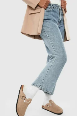 Flats|Sandals*boohoo Fur Lined Closed Toe Clog taupe