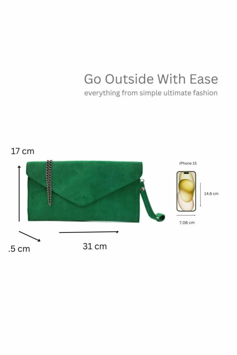 Handbags|Clutch Bags*Kitise Genuine Italian Suede Envelope Style Cluth Bag Purse Flat Messenger Handbag Beige