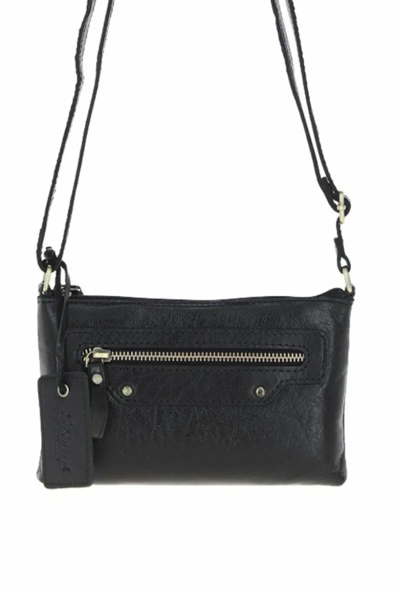 Cross-Body Bags*Ashwood Leather Genuine Leather Crossbody Bag Black